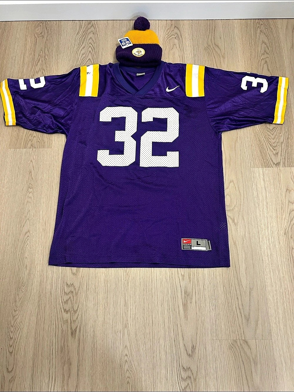 Vintage 90s Nike NFL Minnesota Vikings #32  Purple/Yellow Jersey size Large